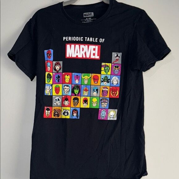 Marvel Black Short Sleeve Tee with Periodic Table Design - Picture 1 of 7